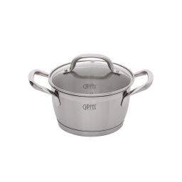 1510 GIPFEL Набор посуды ERA 6пр. (ковш 16х9см/1,5л, кастрюля 18х10см/2л, кастрюля 20х11см/3л со стеклянными крышками) с индукционным капсульным дном. Материал: нерж. сталь 18/10. Толщина 0,6мм  фото 2