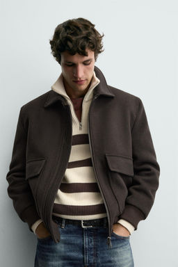 WOOL BLEND JACKET WITH CONTRAST COLLAR - Zara фото 7