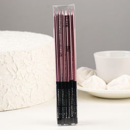 Свечи в торт Праздник, 6 шт, 14,5 см, розовый с чёрным - Страна карнавалия фото 2