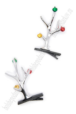 Новогодние заколки Рожки (1 пара) SF-7562, серебро №9 - Больше подарков фото 5