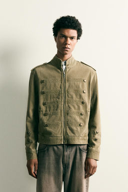 CHAQUETA DENIM CROPPED FIT BOTONES / Khaki - Zara фото 2