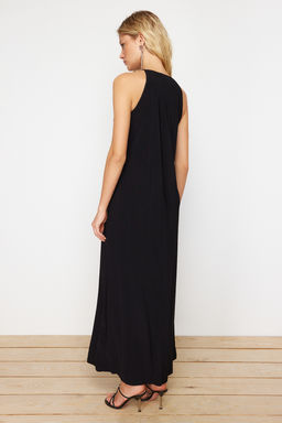 TRENDYOLMILLA Siyah Soyut Halter Yaka A-line/Can Ac?lan Esnek Maxi Orme Kalem Elbise TWOSS24EL00558 фото 6