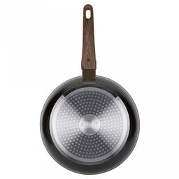 Сковорода с двухслойным антипригарным покрытием Terra д26см, h5см, s2,6мм, дно s3,1мм, индукционное дно д19см, кованный алюминий, бакелитовая ручка с покрытием soft-touch, имитирующим текстуру дерева, Regent (Китай) Подходит для всех видов плит - Домашняя мода фото 3