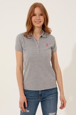 Женская серая меланжевая футболка с воротником поло Basic - U.s. polo assn фото 2