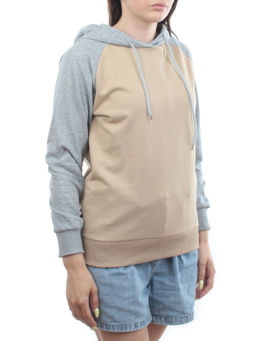 E103 BEIGE/GRAY Толстовка женская (хлопок 90%, полиэстер 10%)