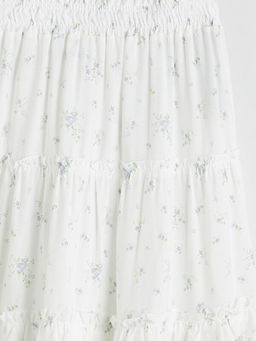 Beli Lastikli ?i?ekli K?z ?ocuk Etek