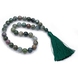 Четки зеленая яшма круглые 12мм с хвостиком