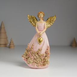 Фигурка полистоун Ангел с розами на платье, 7.5?5?14 см, МИКС