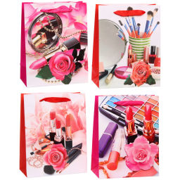 Цена за 12 шт. Пакет подарочный "Женские радости" 18*24*8.5 см, микс