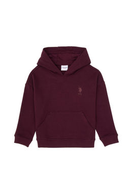 Erkek _ocuk Bordo Kap__onlu Basic Sweatshirt