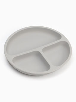 Тарелка детская секционная с ложкой и вилкой, 3 секции, серый, Mum&Baby