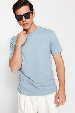 Lacivert-Mavi Basic Slim Fit/Dar Kesim %100 Pamuklu 2li Paket K_sa Kollu T-Shirt TMNSS19BO0075 - Trendyolmilla фото 2