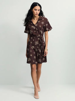 Платье с поясом и цветочным принтом / Zarina  фото 2