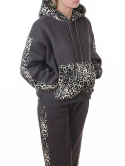 008 DK. GRAY/LEOPARD Костюм спортивный зимний женский (95% хлопок, 5% полиэстер)