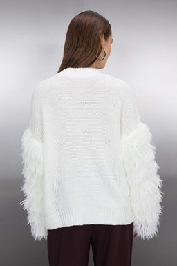 Ekru Genis Kal?p Kol Puskul Detayl? Triko Kazak TWOAW26KZ00049 - Trendyolmilla фото 4