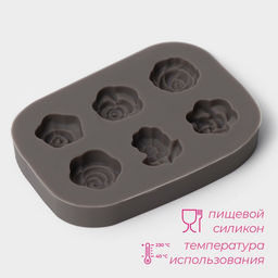 Молд Доляна Розочки, силикон, 6,5?4,5?0,9 см, цвет серый  фото 2