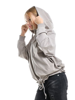 Толстовка на молнии с капюшоном 22-7640 серый - Mini maxi фото 4