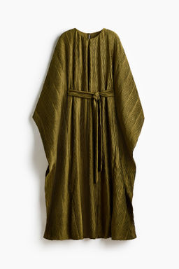 Vestido caft?n arrugado con cintur?n de anudar