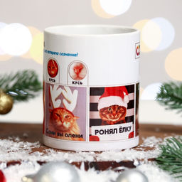 Кружка Кисограм новогодняя, коты, 320 мл - Дарим Красиво фото 2