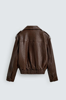 OVERSIZE LEATHER BIKER JACKET - Zara фото 18
