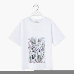 Футболка женская MINAKU с фирменным принтом, белая, размер 42