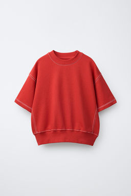 CONJUNTO CAMISETA Y BERMUDA FELPA PESPUNTES / Rojo - Zara фото 2