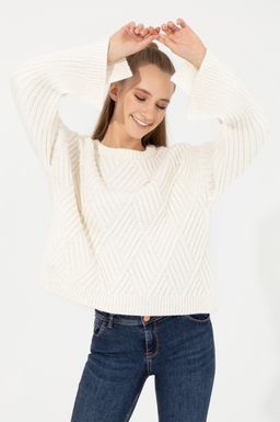 Женский кремовый вязаный свитер - U.s. polo assn фото 2