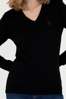 U. S. Polo Assn Женский черный базовый свитер с v-образным вырезом - U.s. polo assn фото 13