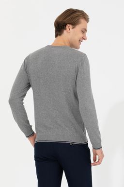 U. S. Polo Assn Мужской серый меланжевый трикотаж с круглым вырезом - U.s. polo assn фото 5