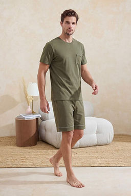 Haki Regular Fit Biyeli _rme _ortlu Pijama Tak_m_ TMNSS24PT00021