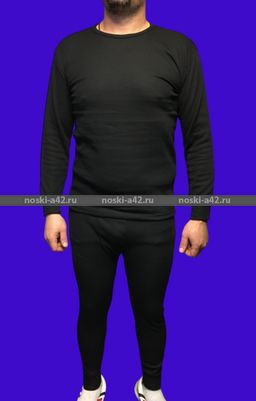 Цена за 1 шт. 1 комплект - УЛАН Термобелье мужское пр-во Россия с начесом ЧЕРНОЕ 50 - Астекс фото 4