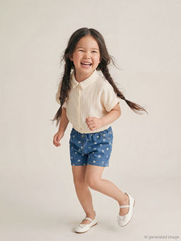 ?i?ek Desenli K?z ?ocuk Jean ?ort