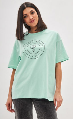 Футболка женская с принтом F312-03-771 ментоловая - Fine joyce фото 5