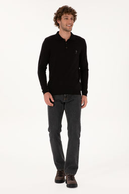 Erkek Slim Fit Polo Yaka Siyah Basic Kazak - U.s. polo assn фото 10