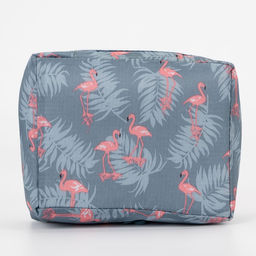 Косметичка - органайзер дорожная на молнии, с принтом Фламинго серая - Simaland фото 3