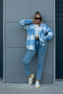 Рубашка женская в клетку с капюшоном РЖКК-01