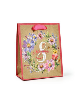 Цена за 4 шт. Пакет подарочный крафтовый 8 марта, S 12?5.5?15 см