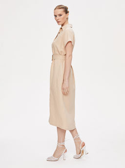 Льняной сарафан с поясом 422.050098/Бежевый - Seven senses фото 3