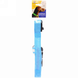 Ошейник с подсветкой и кольцом для жетона для средних пород собак "Бро видно", цвет голубой, размер M - 2,5*50см (лейбл)