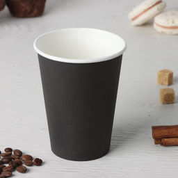Цена за 50 шт. Стакан бумажный одноразовый Классик, 350 мл, d=9 см, цвет чёрный, 50 шт/уп