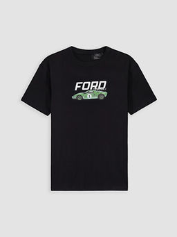 Bisiklet Yaka Ford Bask?l? Erkek ?ocuk Ti??rt