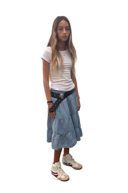 FALDA MIDI PANELES 100% RAMIO / Azul / Gris - Zara фото 7