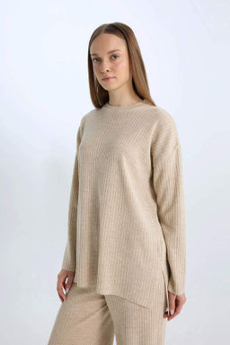 Relax Fit Bisiklet Yaka Basic Duz Triko Tunik Kazak - Defacto фото 2