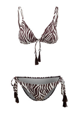 Zebra Desenli Ucgen Kapl? Puskul Detayl? Dusuk Bel Regular Bikini Tak?m? TBESS26BT00028