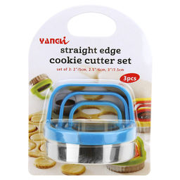 Форма для печенья из нержавеющей стали Круг набор 3 штуки д7,5х2,5см; д6х2,5см; д5х2,5см, пластмассовый корпус, с ручкой, в блистере (Китай) - Домашняя мода фото 3