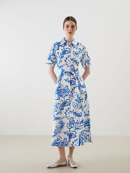 ?i?ekli Ku?akl? G?mlek Elbise