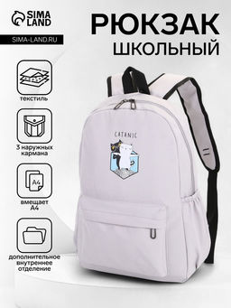 Рюкзак школьный на молнии, с карманами, с принтом, размер 30?12?43 см, розовый