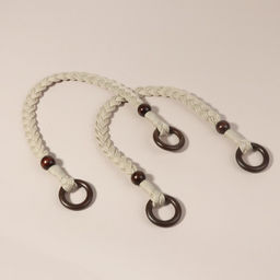 Ручки для сумки, 2 шт., вощёный шнур/дерево, 48×2 см, бежевые