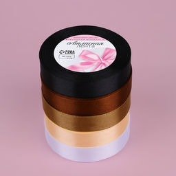 Набор атласных лент, 5 шт., 20 мм, 23±1 м, коричневый, белый