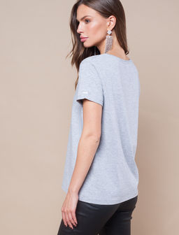 VILATTE / Футболка с цельнокроеным рукавом и вышивкой пайетками  фото 4